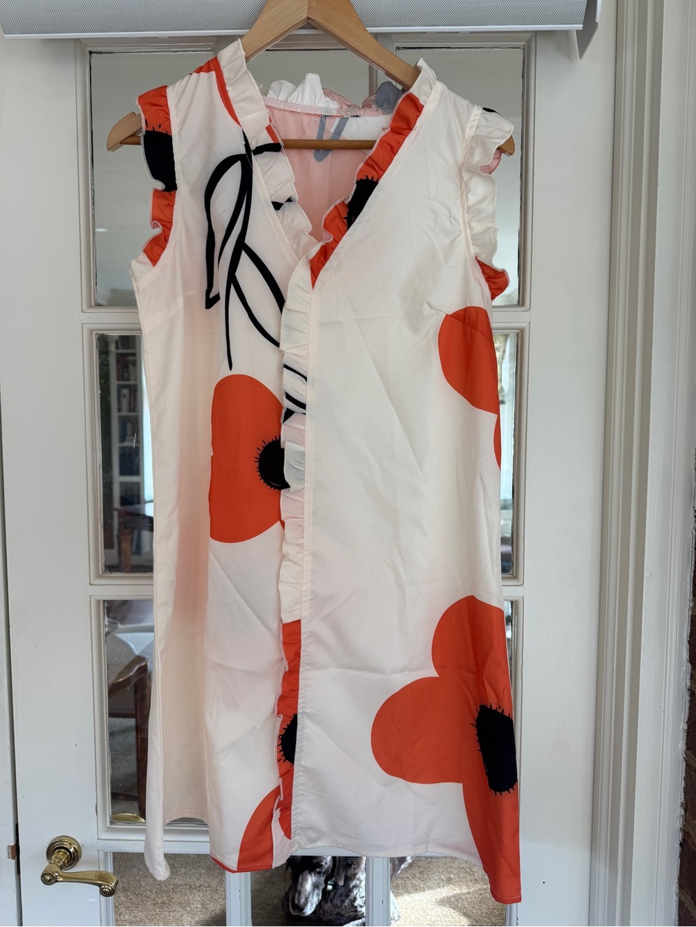 SHEIN Floral Block-Print Flowy Midi w/ Ruffles (Size M)